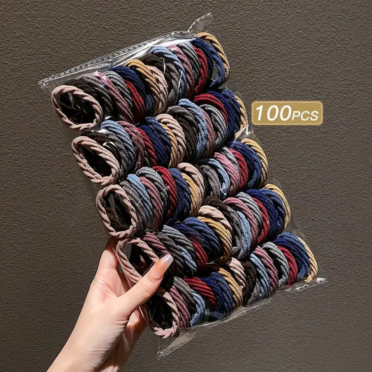 100 Piece Multicolor Mixed High Elastic Hair Rings