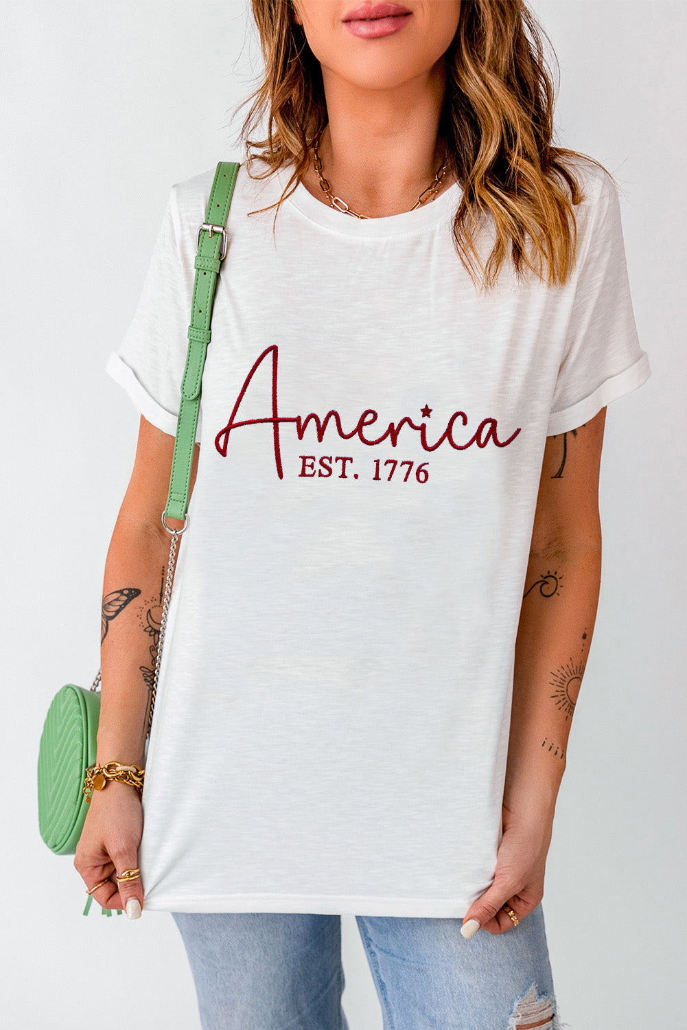 Full Size Letter Graphic Round Neck Short Sleeve T-Shirt