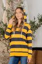 Full Size Drawstring Striped Long Sleeve Hoodie