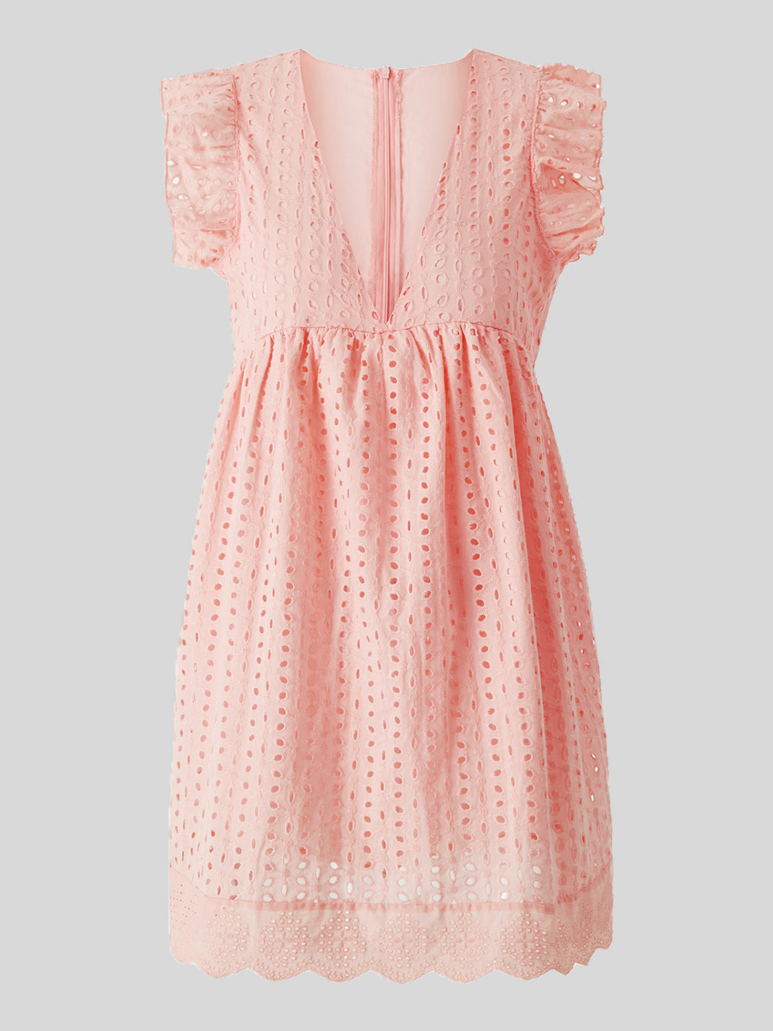 Full Size Ruffled Eyelet Cap Sleeve Mini Dress