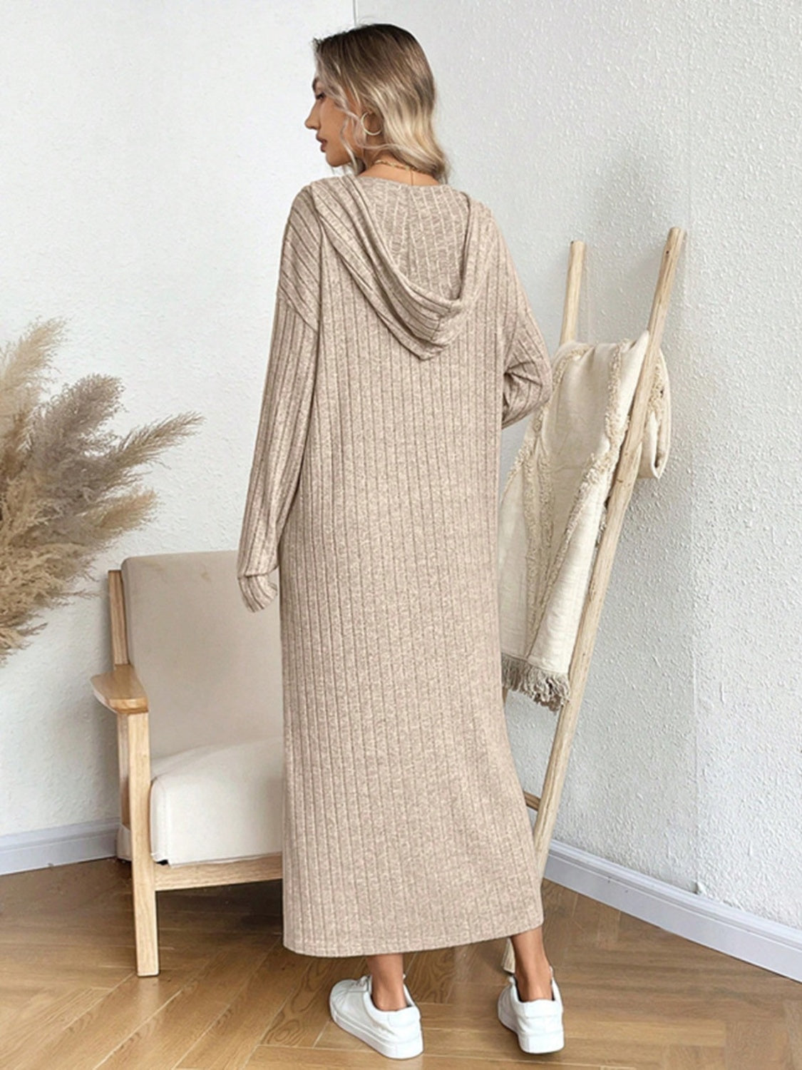 Drawstring Long Sleeve Hooded Dress