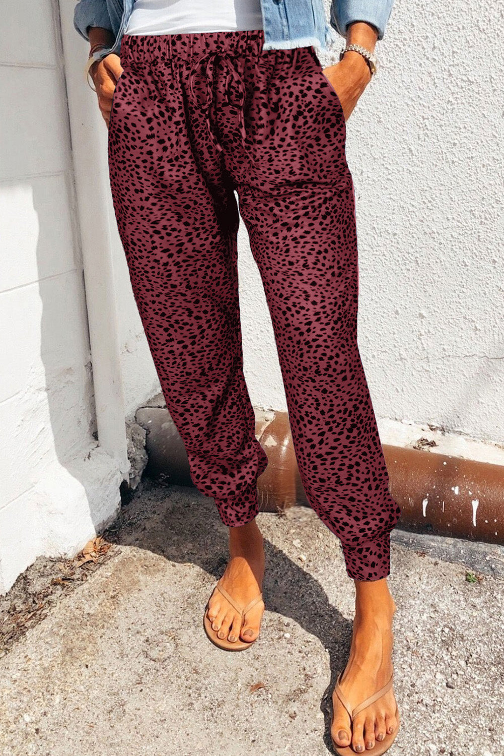 FULL SIZE Leopard Print Joggers with Pockets