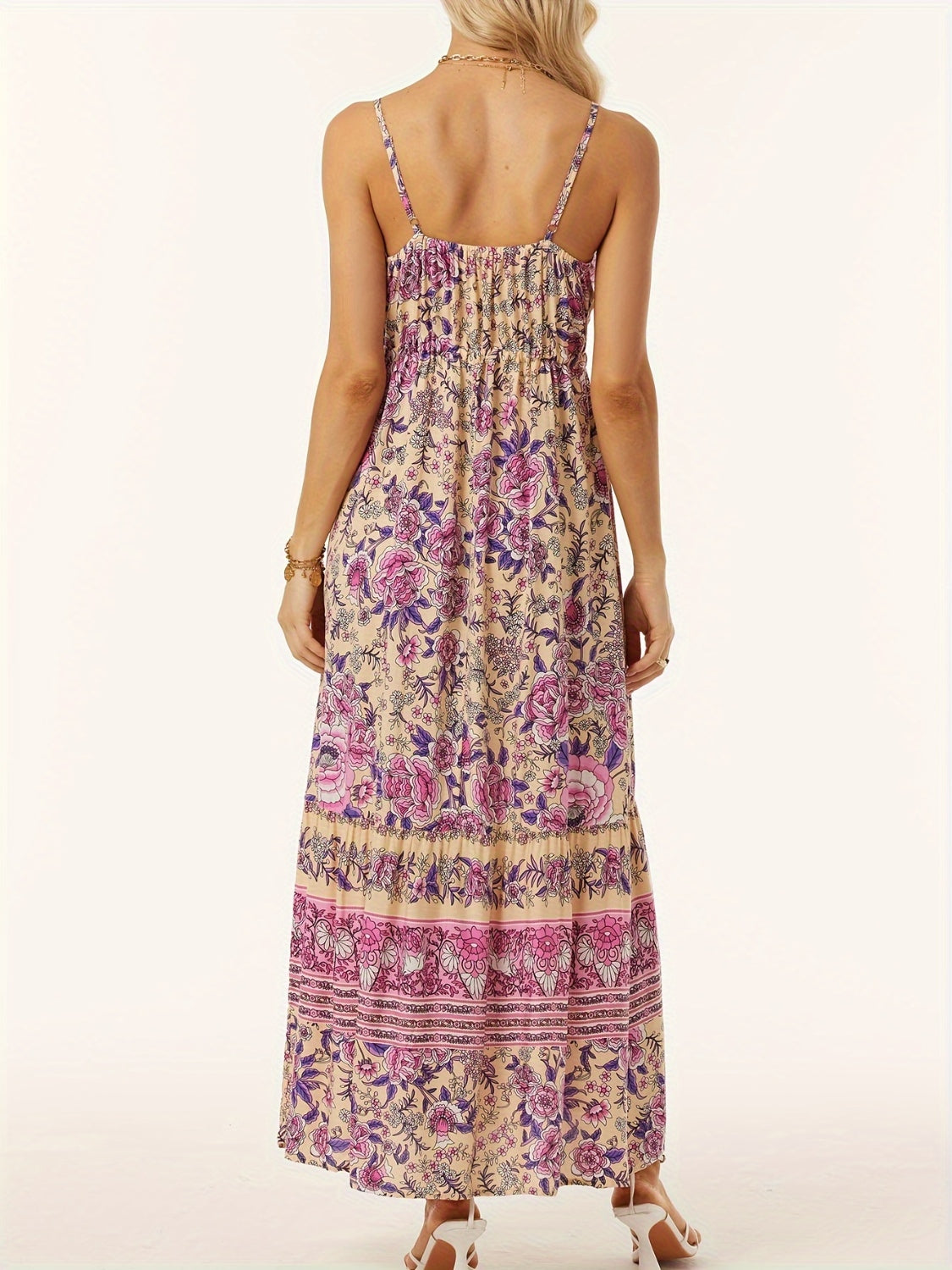 FULL SIZE Printed Scoop Neck Midi Cami Dress