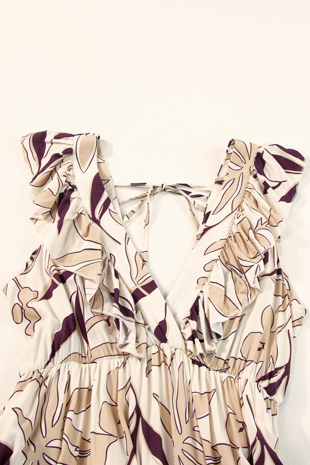 Ruffled Printed Cap Sleeve Midi Dress