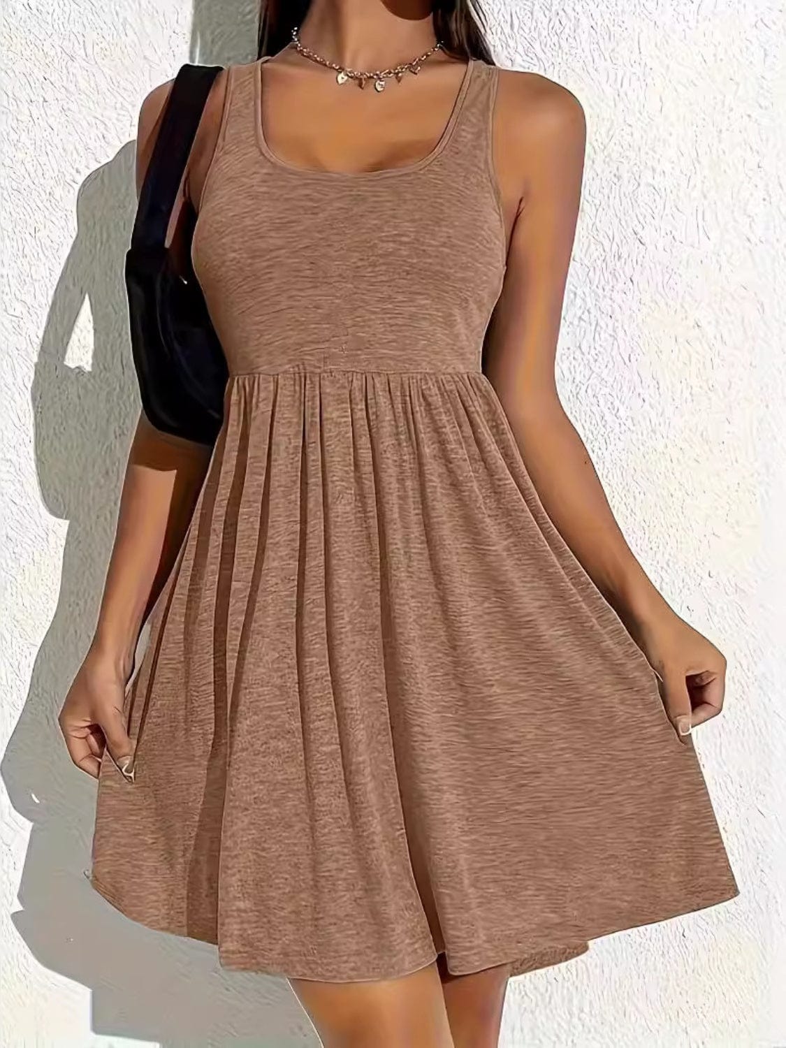 Full Size Square Neck Sleeveless Mini Dress