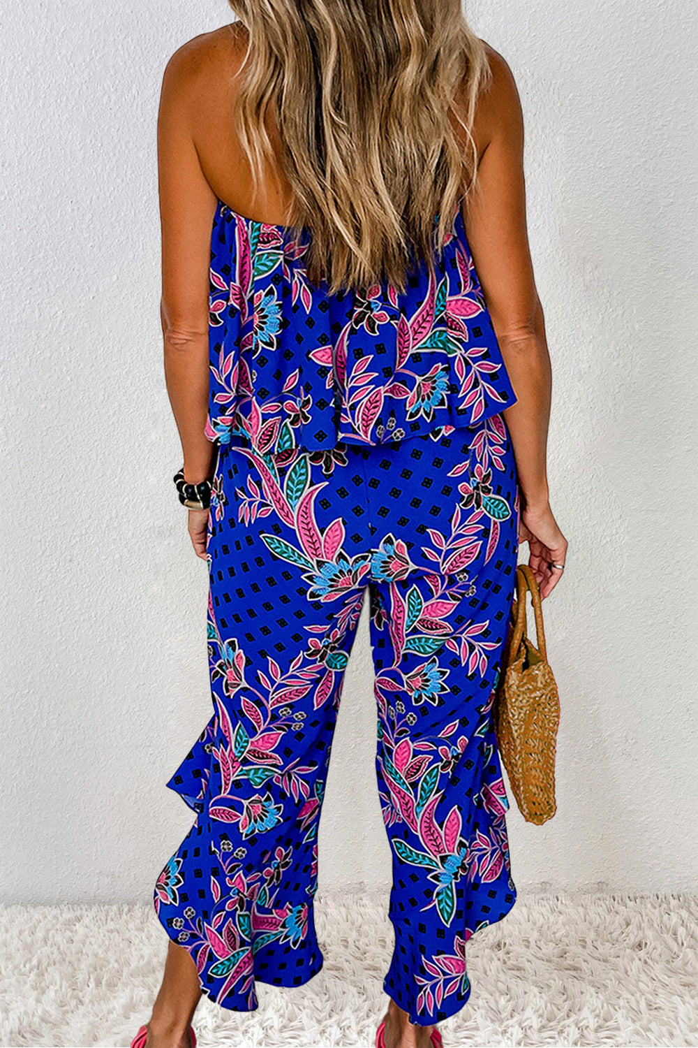 Beautiful Bea Royal Blue Printed Tube Jumpsuit