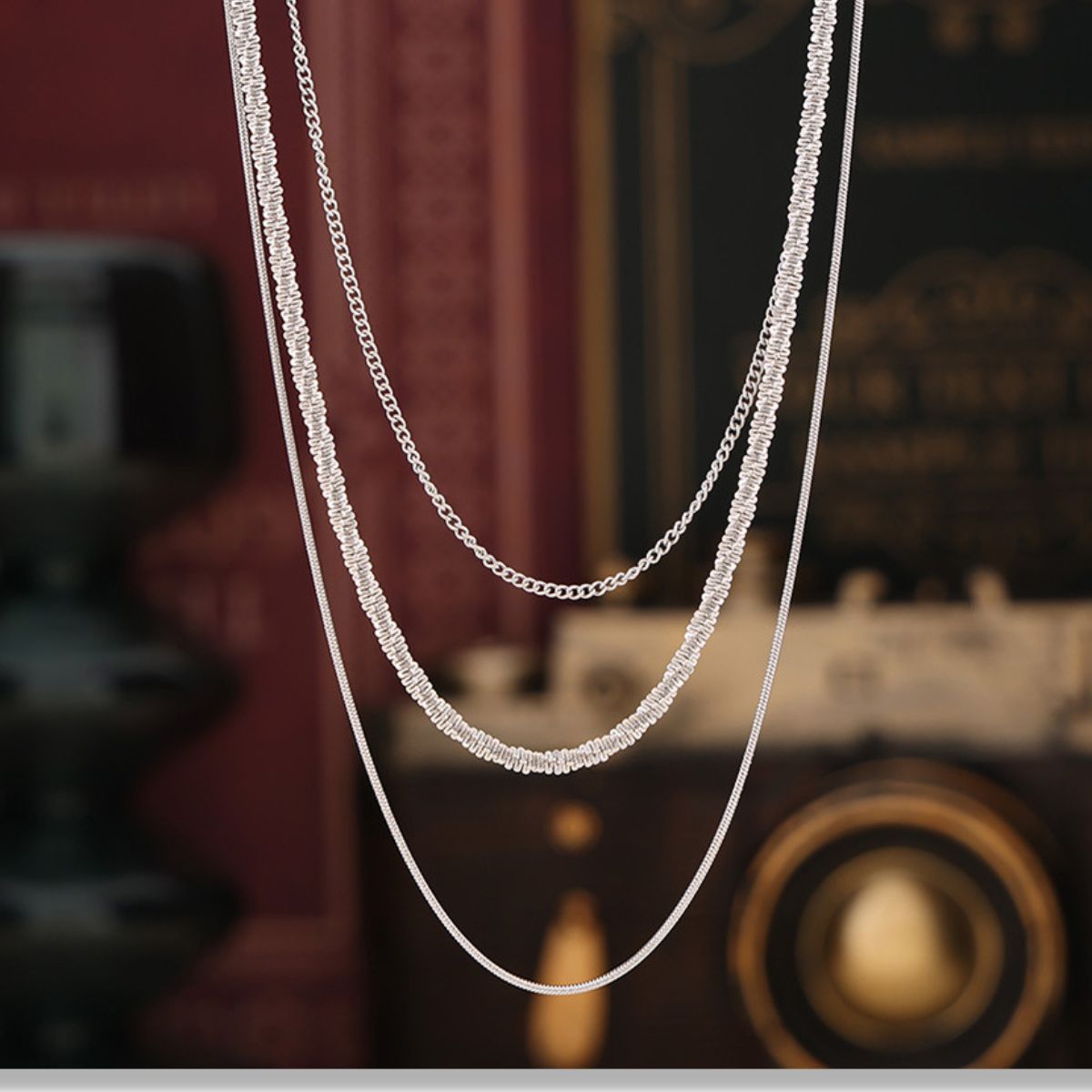 Titanium Steel Three-Layered Necklace