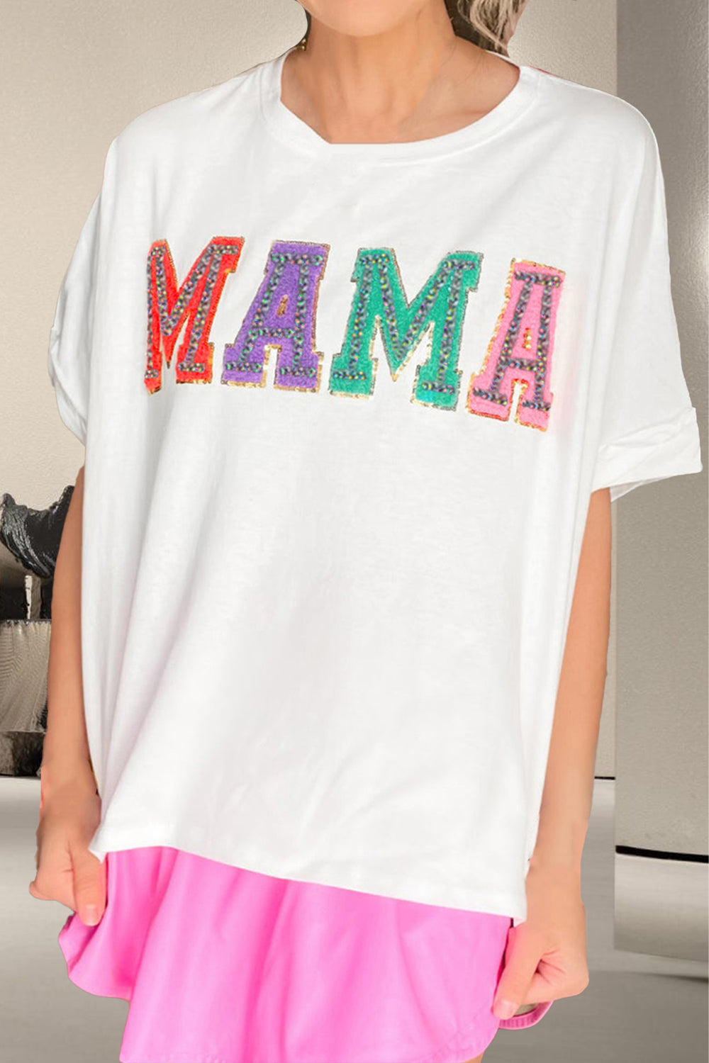 Full Size MAMA Round Neck Short Sleeve T-Shirt