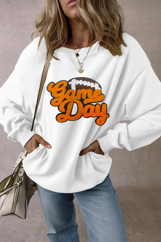 GAME DAY Football Round Neck Long Sleeve Sweatshirt