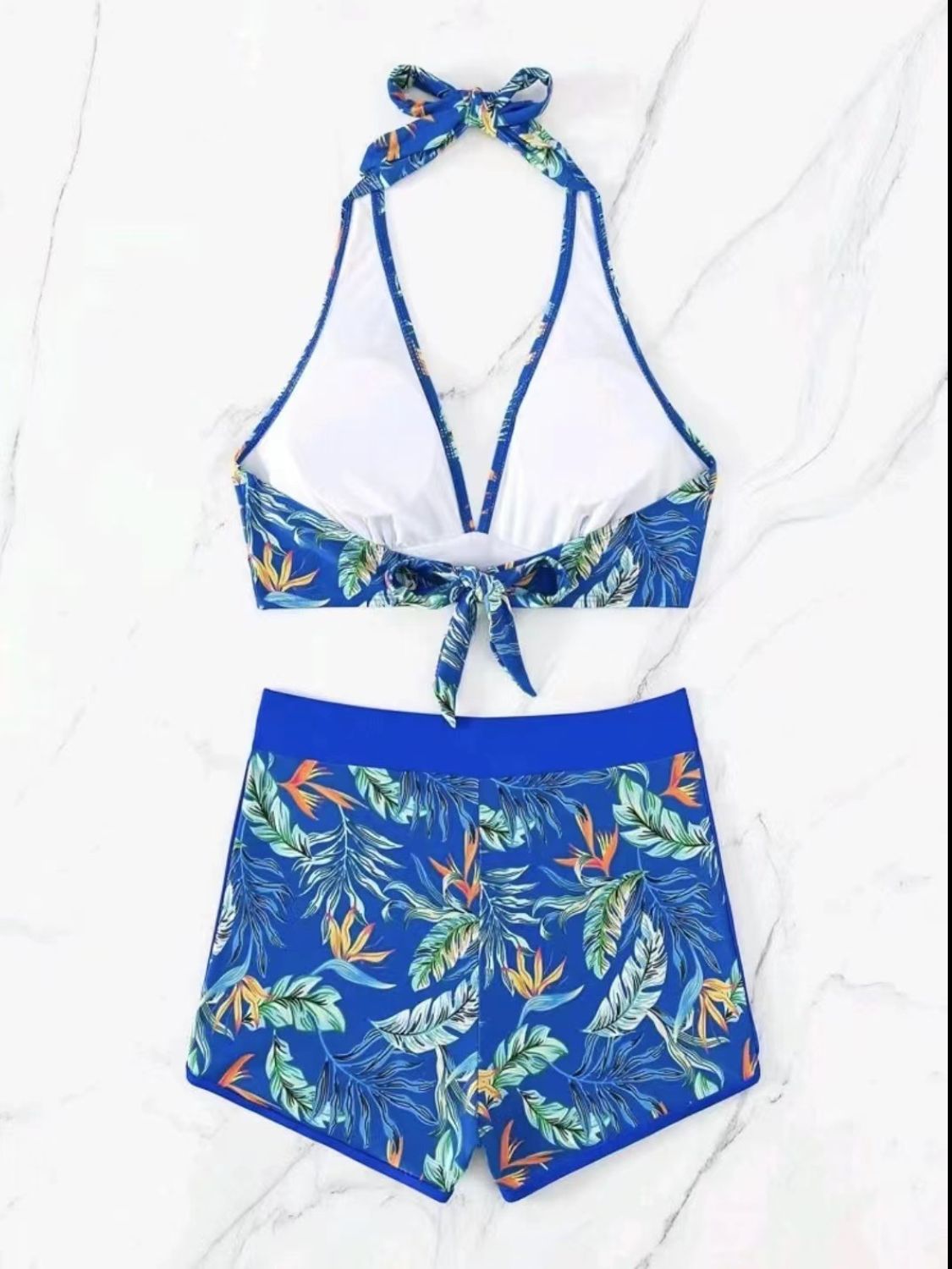 Printed Halter Neck Two-Piece Swim Set