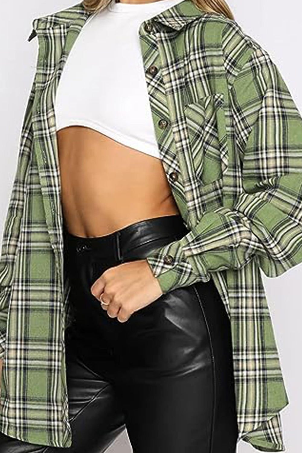 Full Size Plaid Collared Neck Long Sleeve Shirt