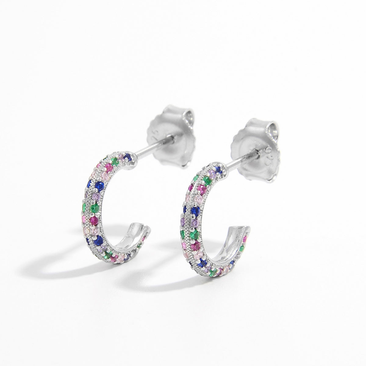 925 Sterling Silver Contrast Zircon Earrings