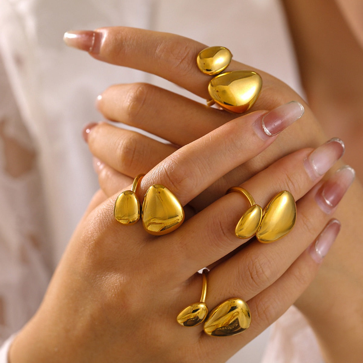 18K Gold-Plated Irregular Bypass Ring