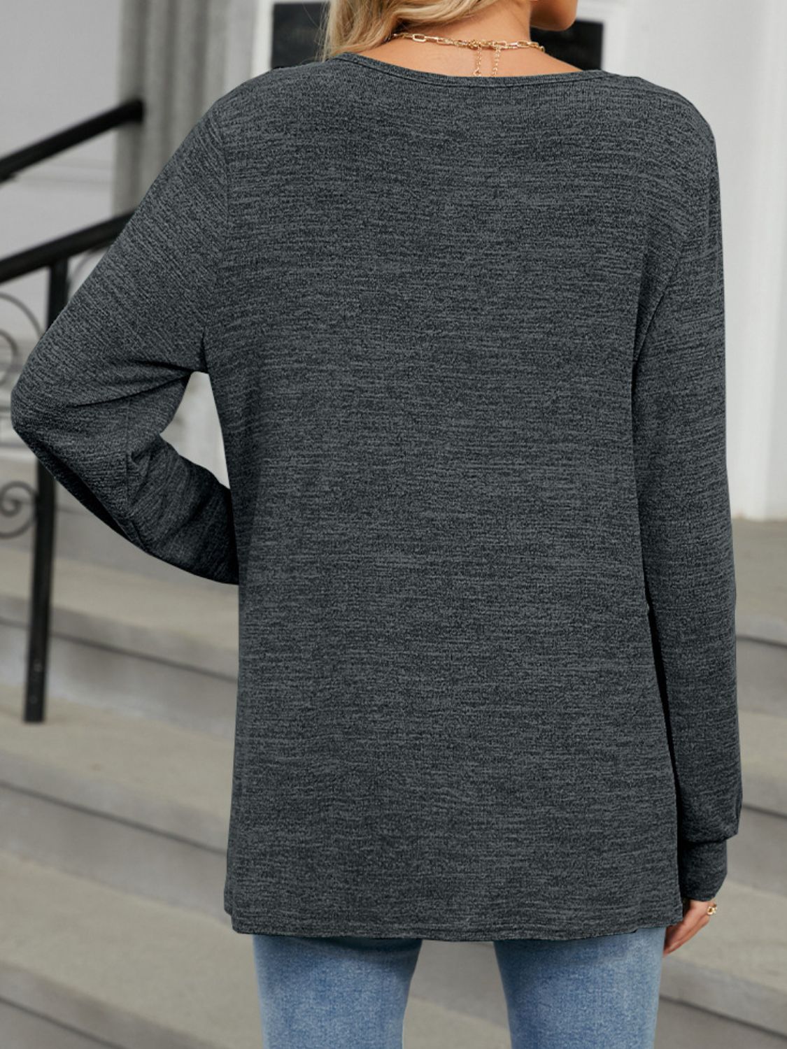 Full Size Cutout Round Neck Long Sleeve T-Shirt