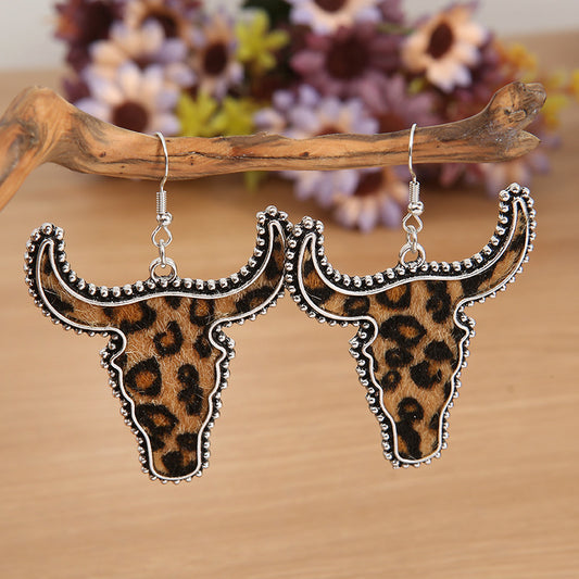 Alloy Animal Print Cow Head Earrings