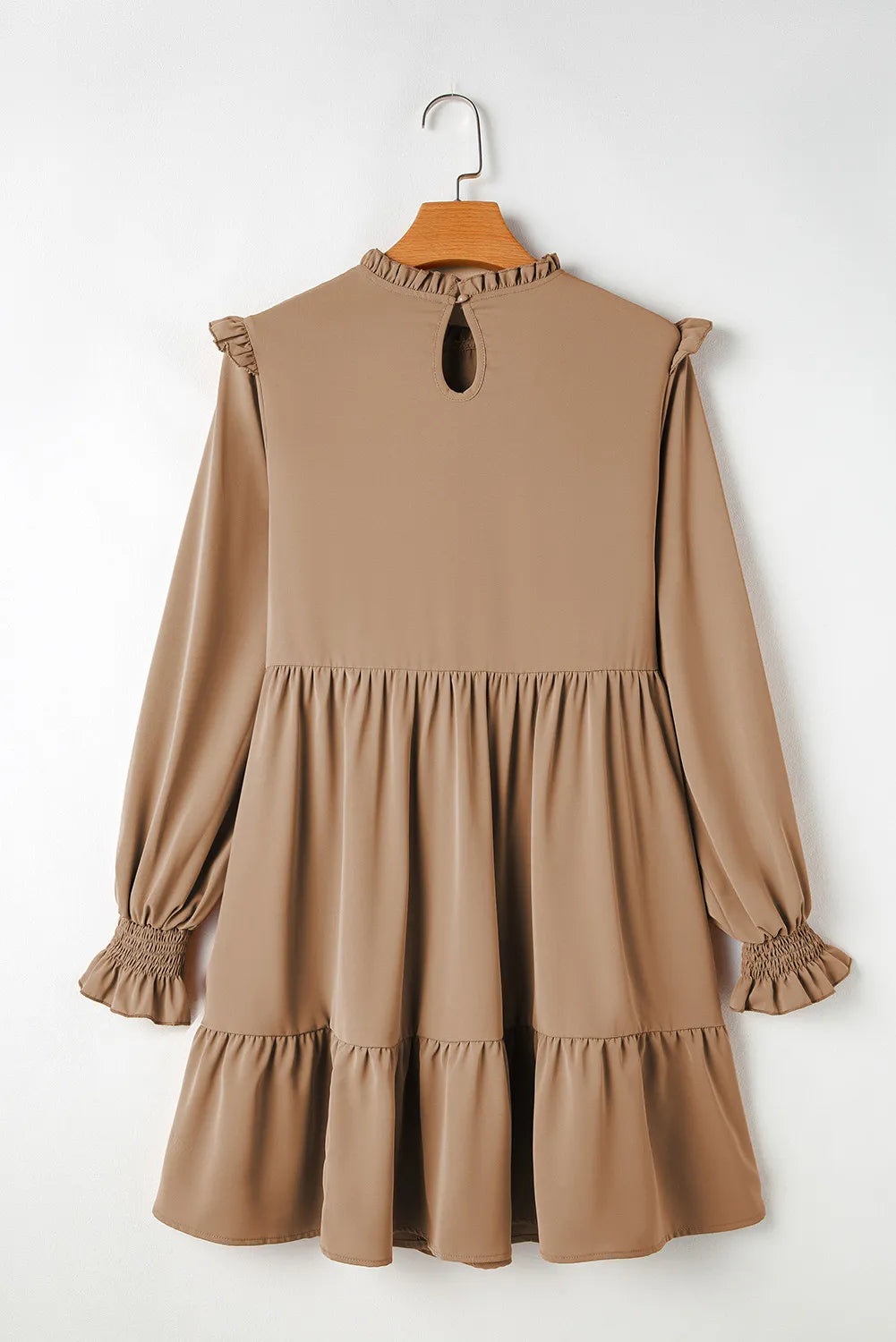 Frill Round Neck Flounce Sleeve Mini Dress