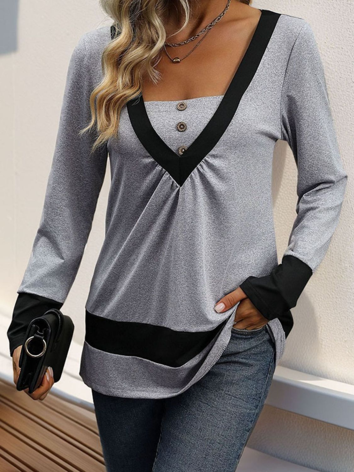 Contrast Long Sleeve T-Shirt