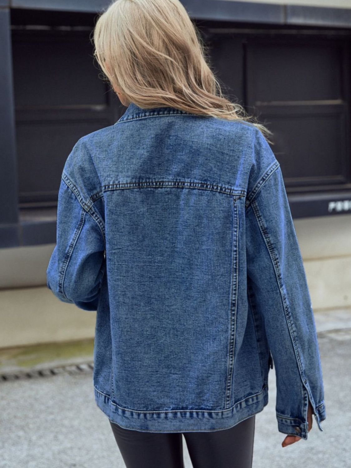 Pocketed Button Down Collared Neck Denim Top