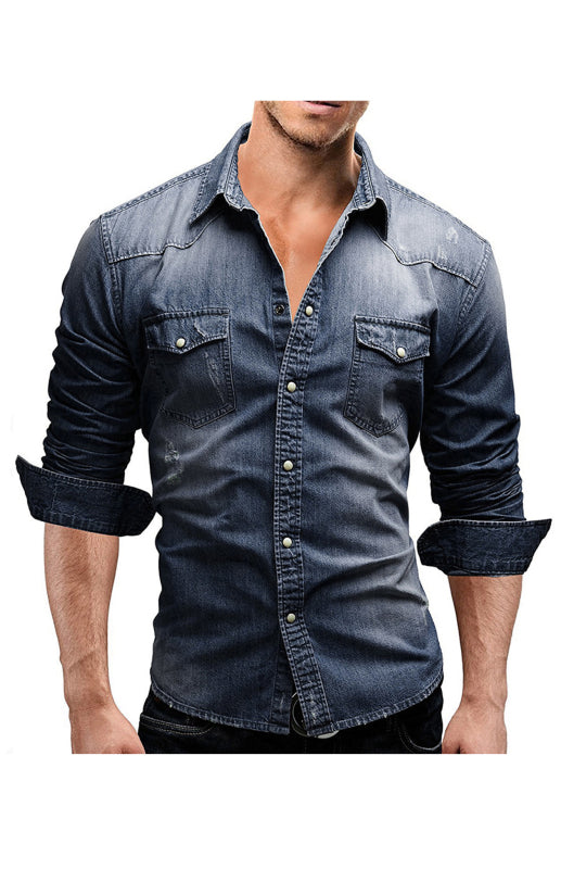 Men's Full Size Fashionable Versatile Denim Shirt