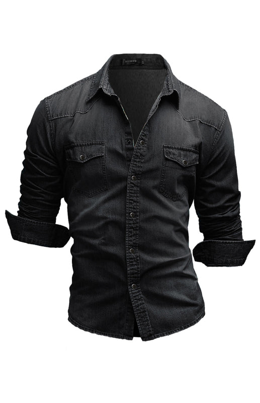 Men's Full Size Fashionable Versatile Denim Shirt