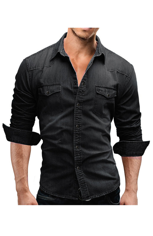 Men's Full Size Fashionable Versatile Denim Shirt