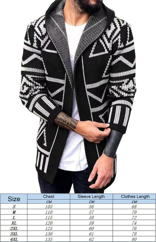 Men's Black Comfortable Jacquard Knitwear Cardigan