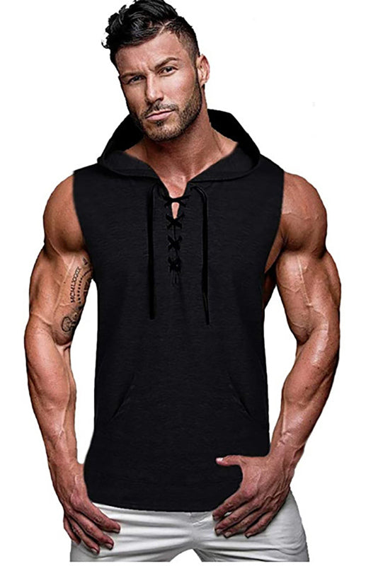 Men's Full Size Pullover Hooded Casual Sleeveless Tank Top