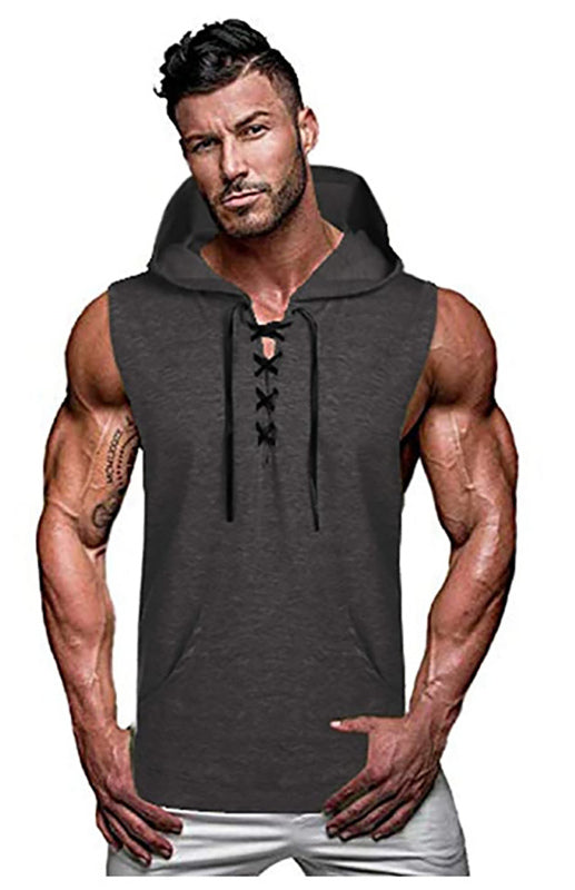 Men's Full Size Pullover Hooded Casual Sleeveless Tank Top