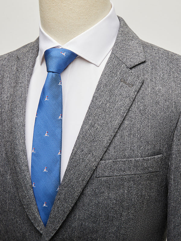 Men's Full Size Grey Slim Fit Business Two Piece Suit