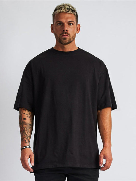 Men's Solid Blank Loose Fit Short-sleeved T-shirt