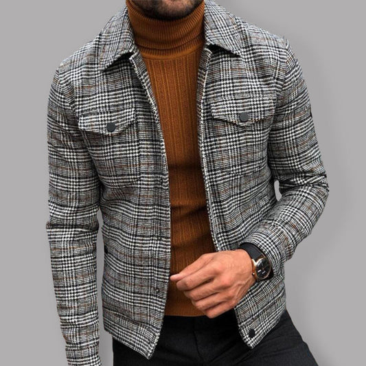 Men's Full Size Plaid Print Long Sleeve Flannel Shirt Jacket