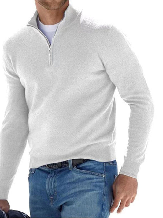 Men's Solid Color Fleece Half Zip Pullover Shirt