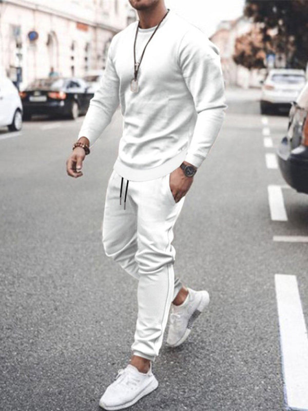 Men's Long Sleeved Casual Solid Color Pants Suit Outfit