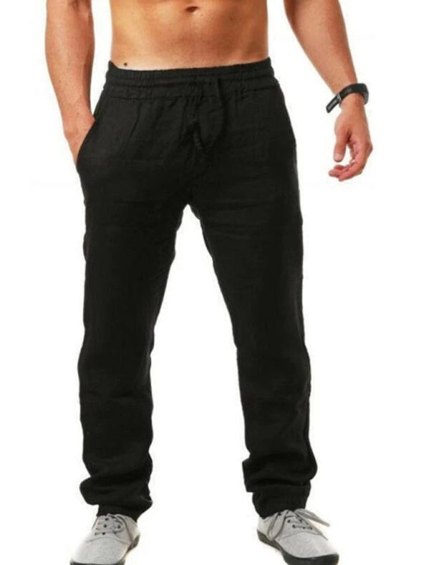 Men's Solid Elasticated Waist Loose-fitting Casual Pants