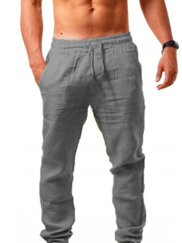 Men's Solid Elasticated Waist Loose-fitting Casual Pants