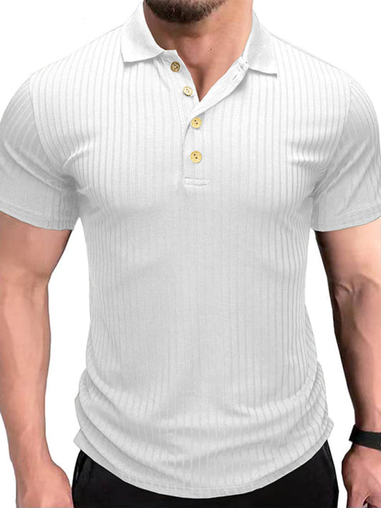 Men's Solid Color Short Sleeve Polo Shirt
