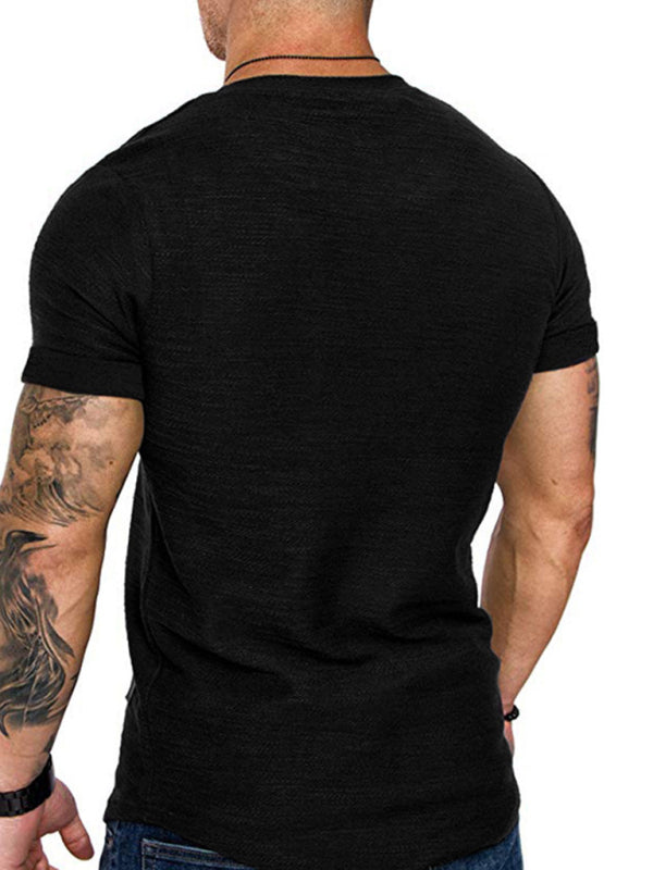 Men's Bamboo Solid Color Cotton Round Neck Short Sleeve T-Shirt