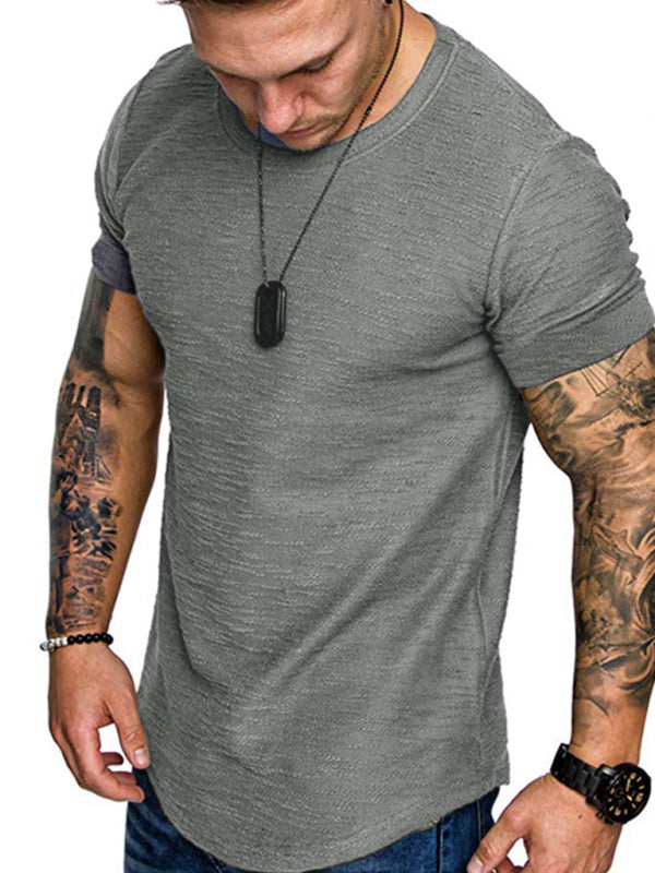Men's Bamboo Solid Color Cotton Round Neck Short Sleeve T-Shirt