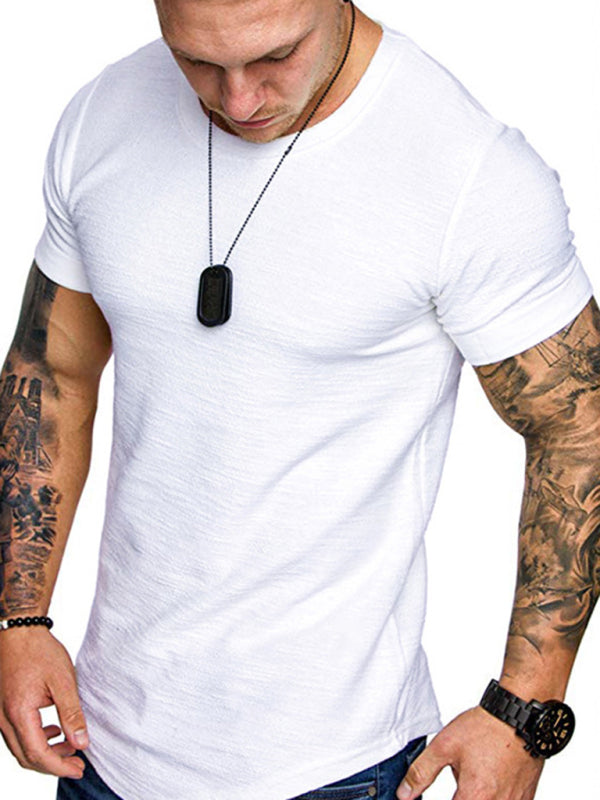 Men's Bamboo Solid Color Cotton Round Neck Short Sleeve T-Shirt