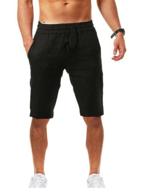 Men's Plus Size Loose Linen Breathable Cropped Sports Casual Shorts