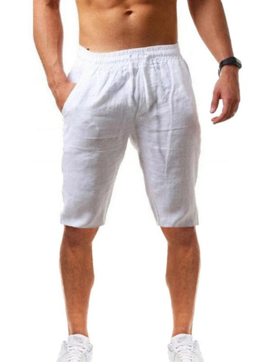 Men's Plus Size Loose Linen Breathable Cropped Sports Casual Shorts