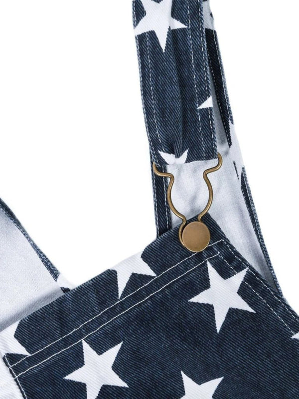 Men's Independence Day Flag Print Overalls