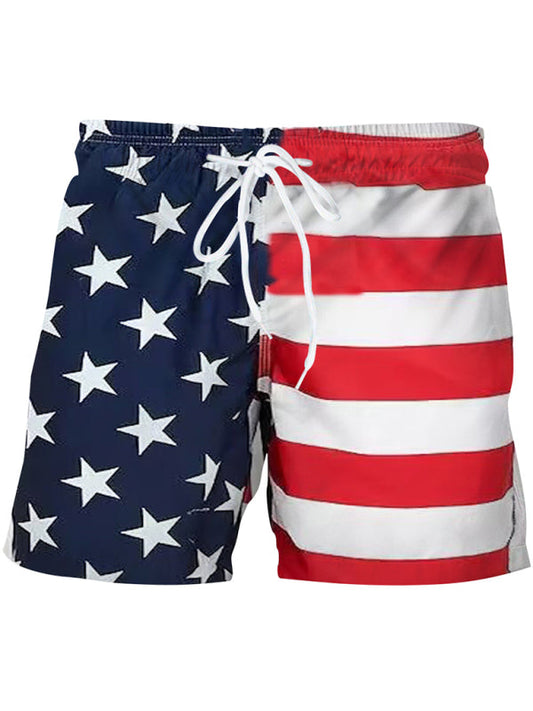 Men's National Flag Themed Digital Printing Casual Sports Swim Shorts
