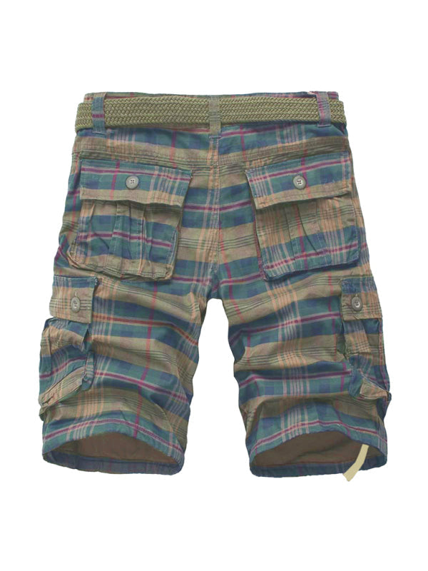 Men's Cargo Half Pocket Plaid Shorts