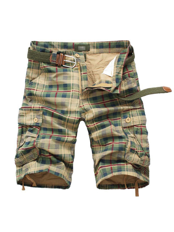 Men's Cargo Half Pocket Plaid Shorts