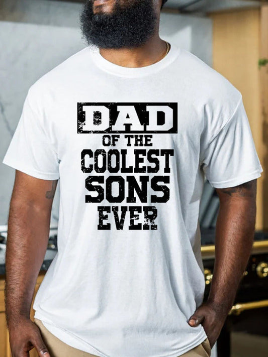 Men's DAD OF THE COOLEST SONS EVER Letter Print Round Neck Short Sleeve T-Shirt