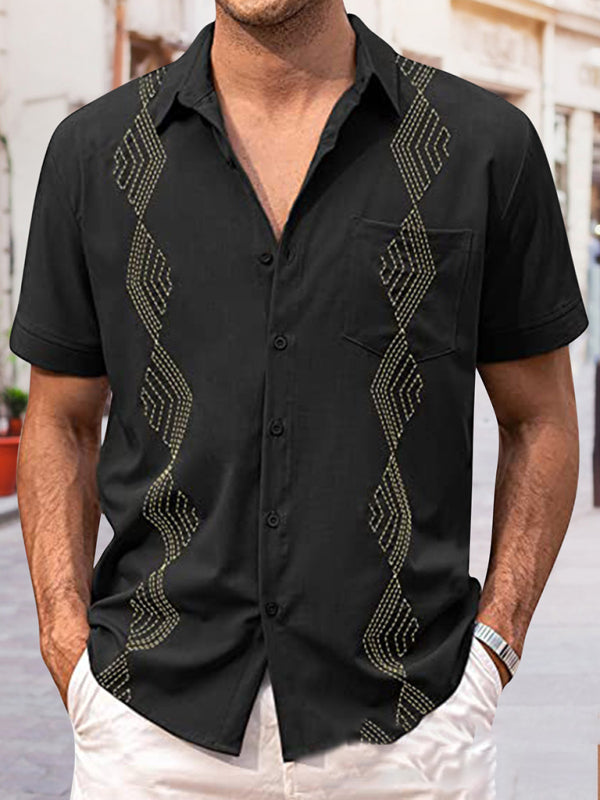 Men's British Light Weight Lapel Short Sleeve Shirt