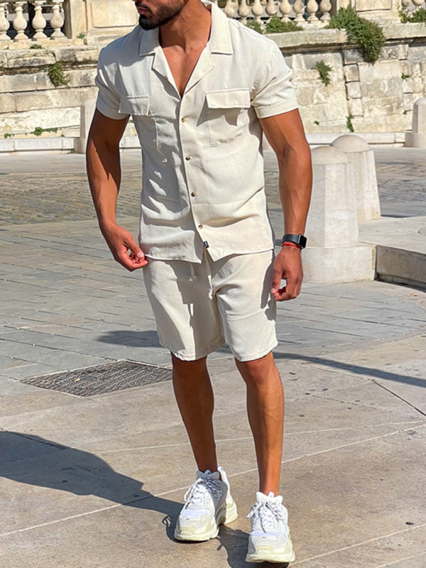 Men's Casual Short Sleeve Two Piece Shorts Set