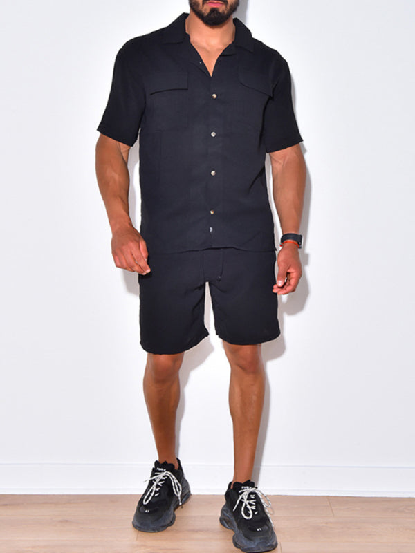 Men's Casual Short Sleeve Two Piece Shorts Set