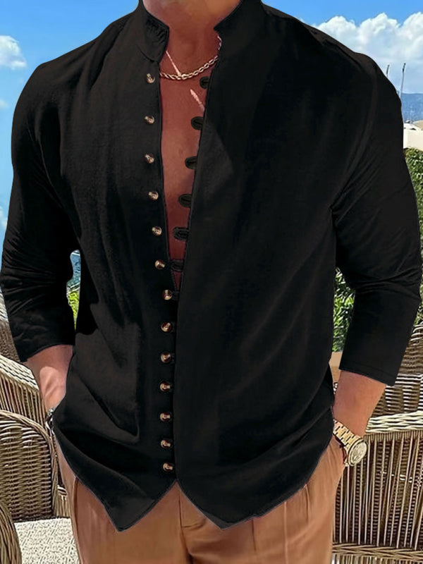 Men's FashionRetro Button Casual Long Sleeve Shirt